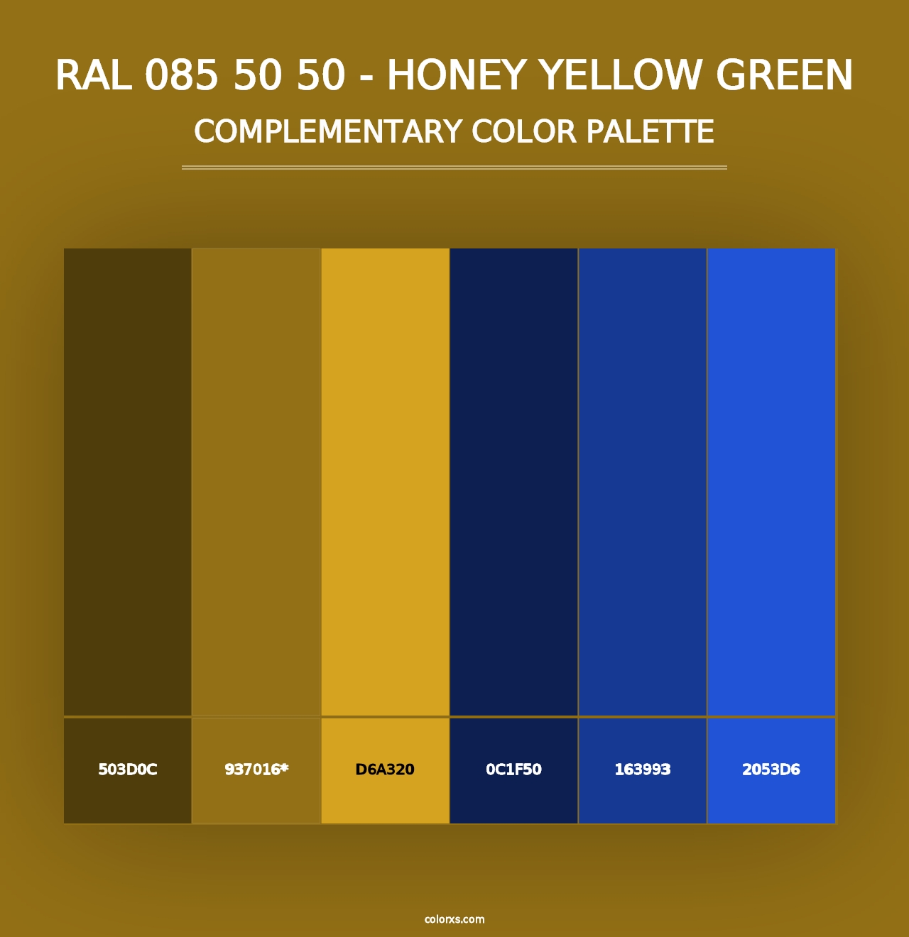 RAL 085 50 50 - Honey Yellow Green - Complementary Color Palette