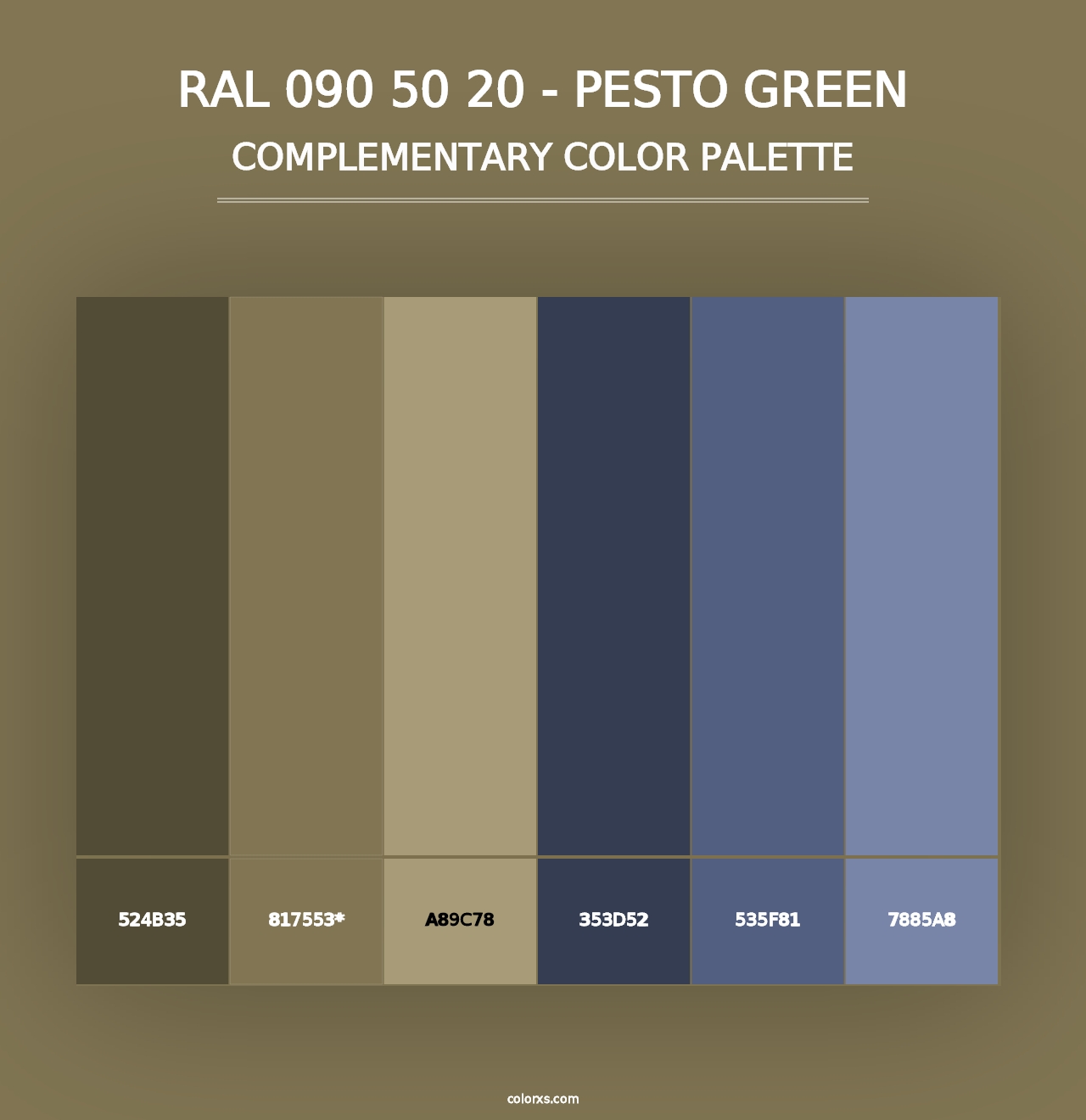 RAL 090 50 20 - Pesto Green - Complementary Color Palette