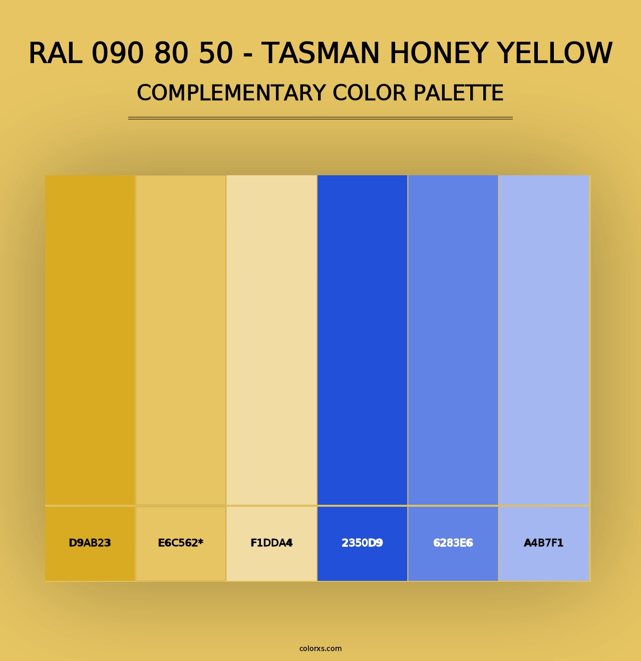 RAL 090 80 50 - Tasman Honey Yellow - Complementary Color Palette