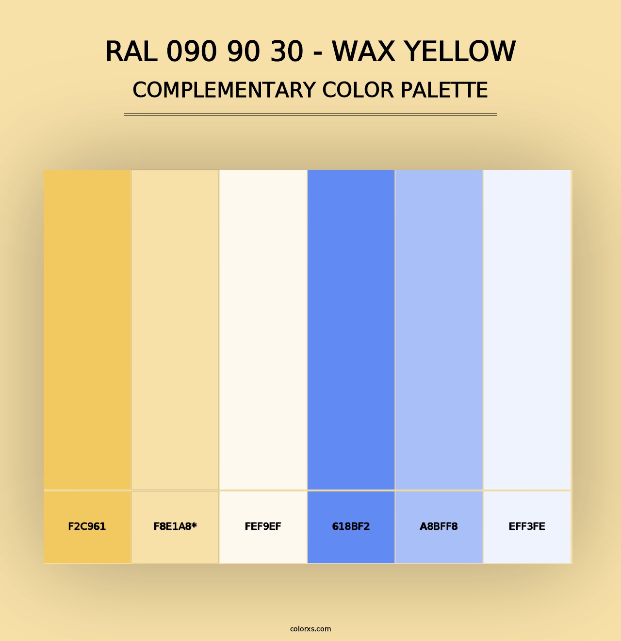 RAL 090 90 30 - Wax Yellow - Complementary Color Palette