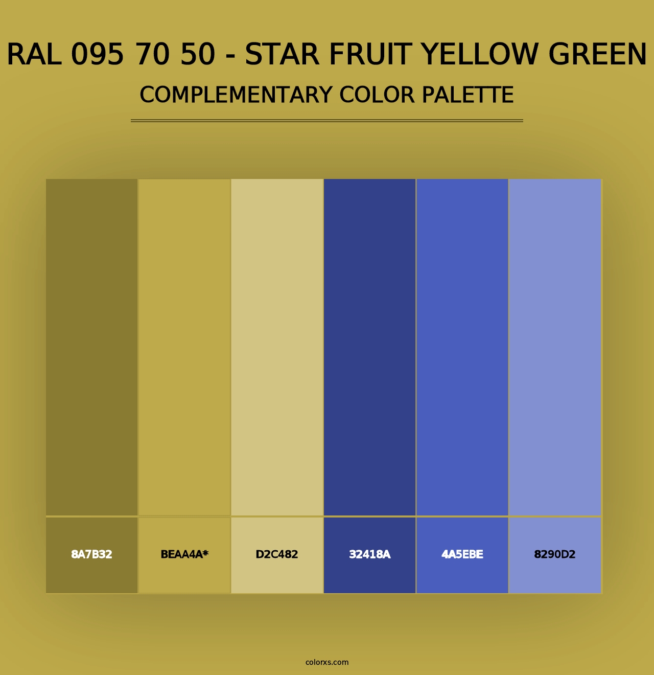 RAL 095 70 50 - Star Fruit Yellow Green - Complementary Color Palette