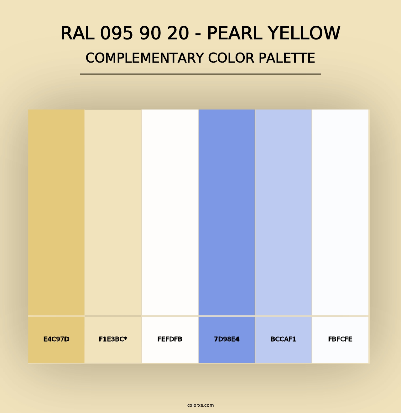 RAL 095 90 20 - Pearl Yellow - Complementary Color Palette