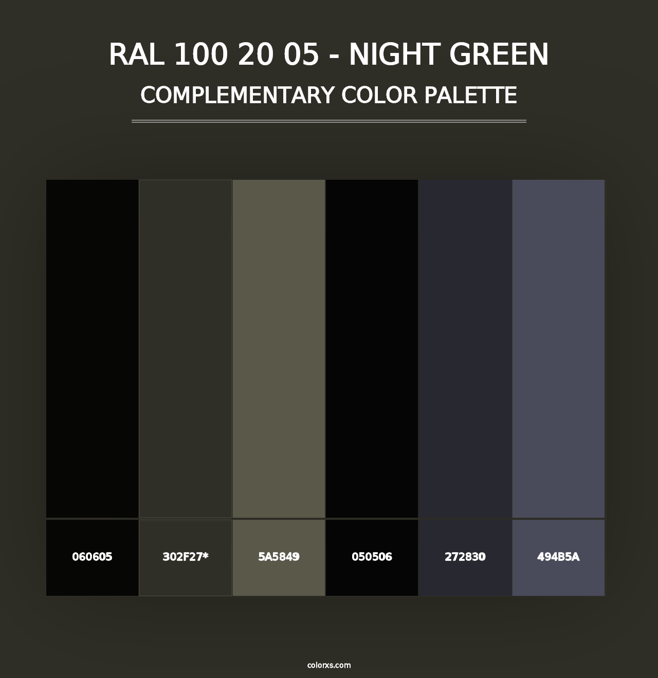 RAL 100 20 05 - Night Green - Complementary Color Palette