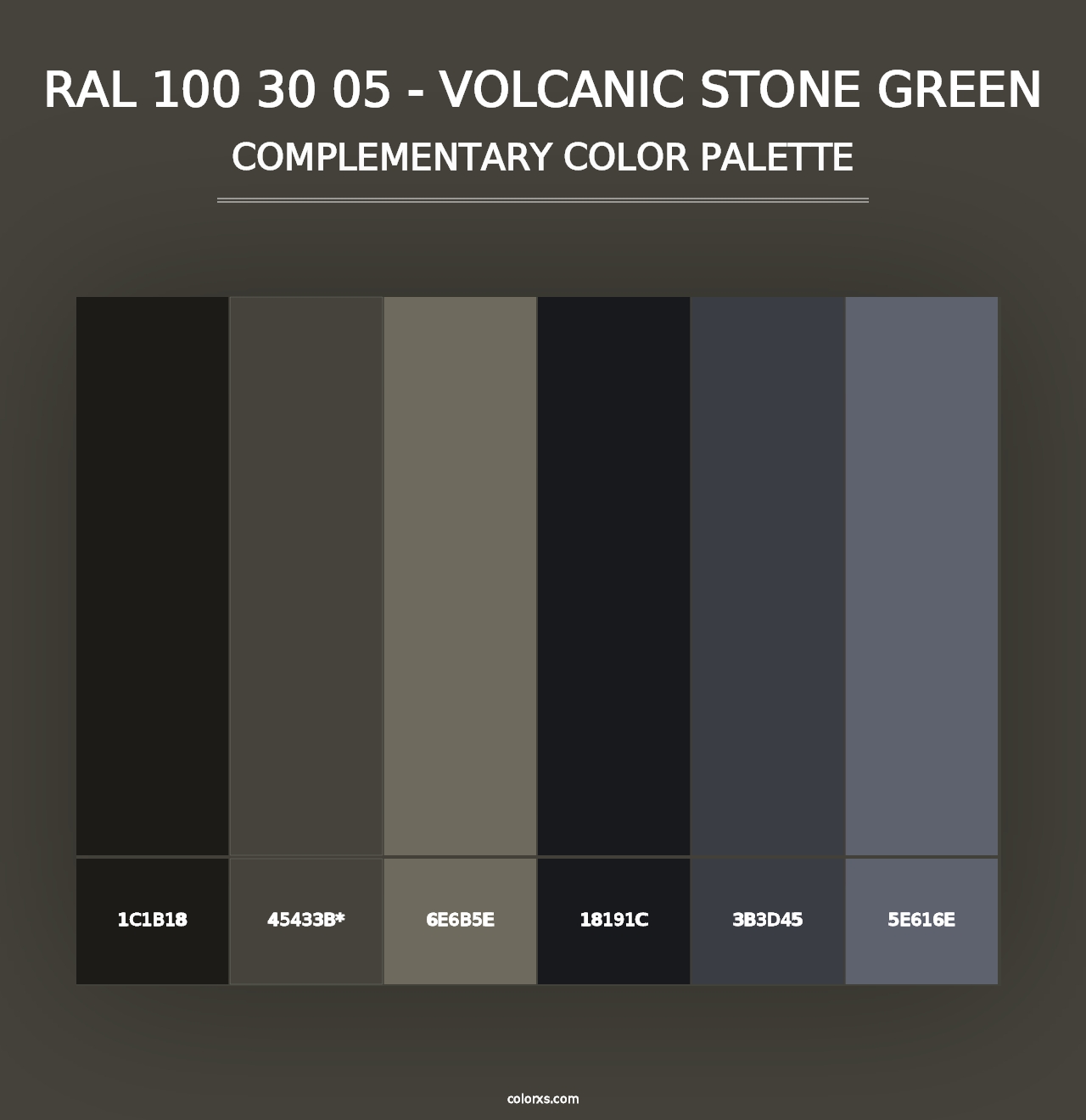 RAL 100 30 05 - Volcanic Stone Green - Complementary Color Palette