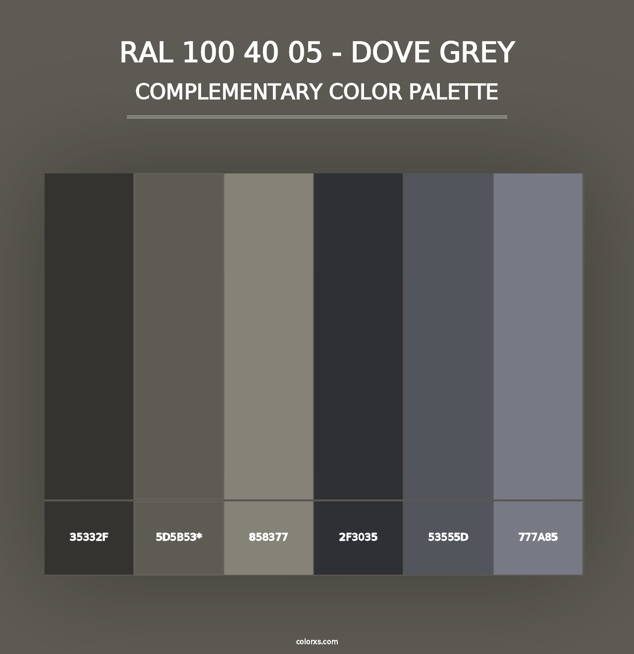 RAL 100 40 05 - Dove Grey - Complementary Color Palette