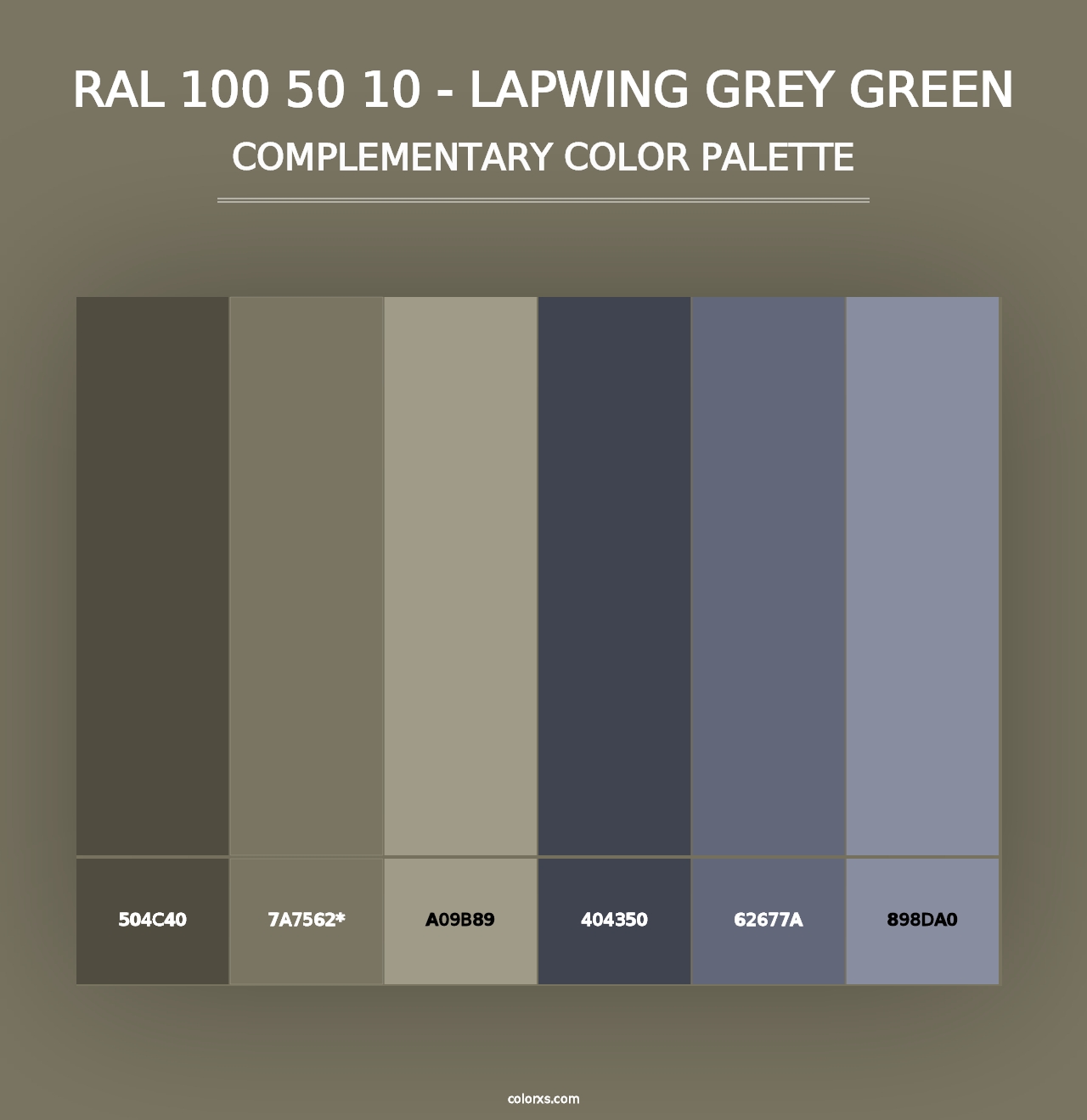 RAL 100 50 10 - Lapwing Grey Green - Complementary Color Palette