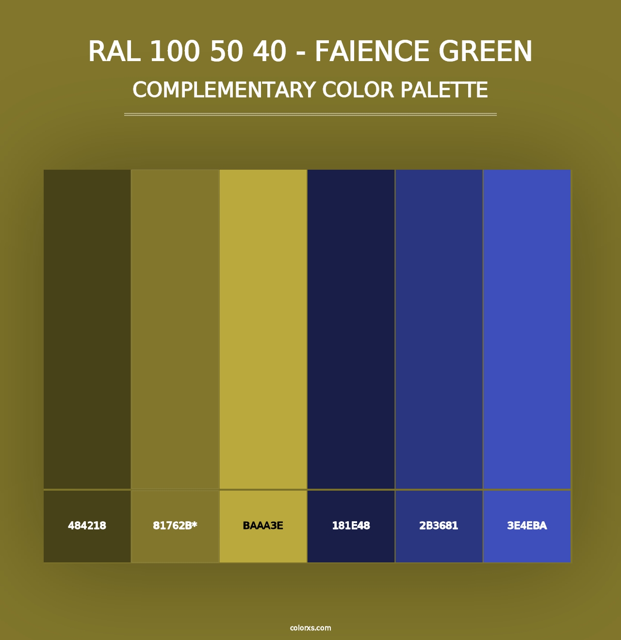 RAL 100 50 40 - Faience Green - Complementary Color Palette