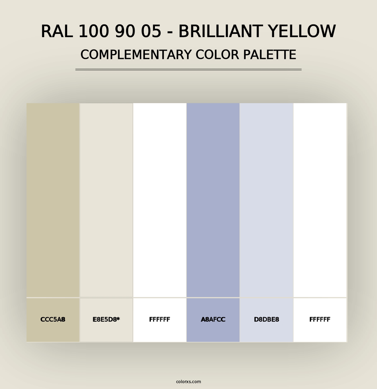 RAL 100 90 05 - Brilliant Yellow - Complementary Color Palette