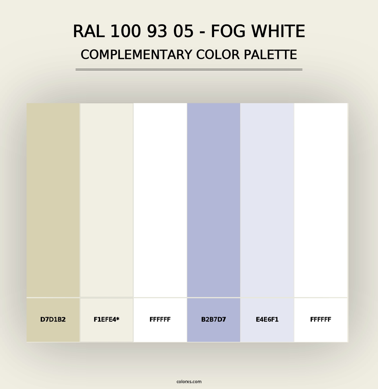 RAL 100 93 05 - Fog White - Complementary Color Palette