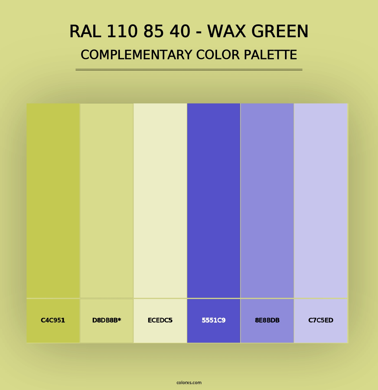 RAL 110 85 40 - Wax Green - Complementary Color Palette