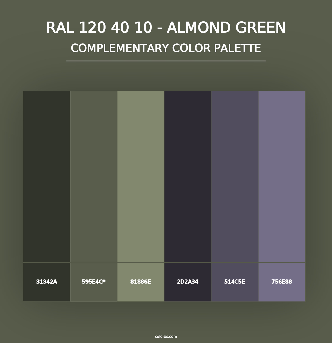 RAL 120 40 10 - Almond Green - Complementary Color Palette