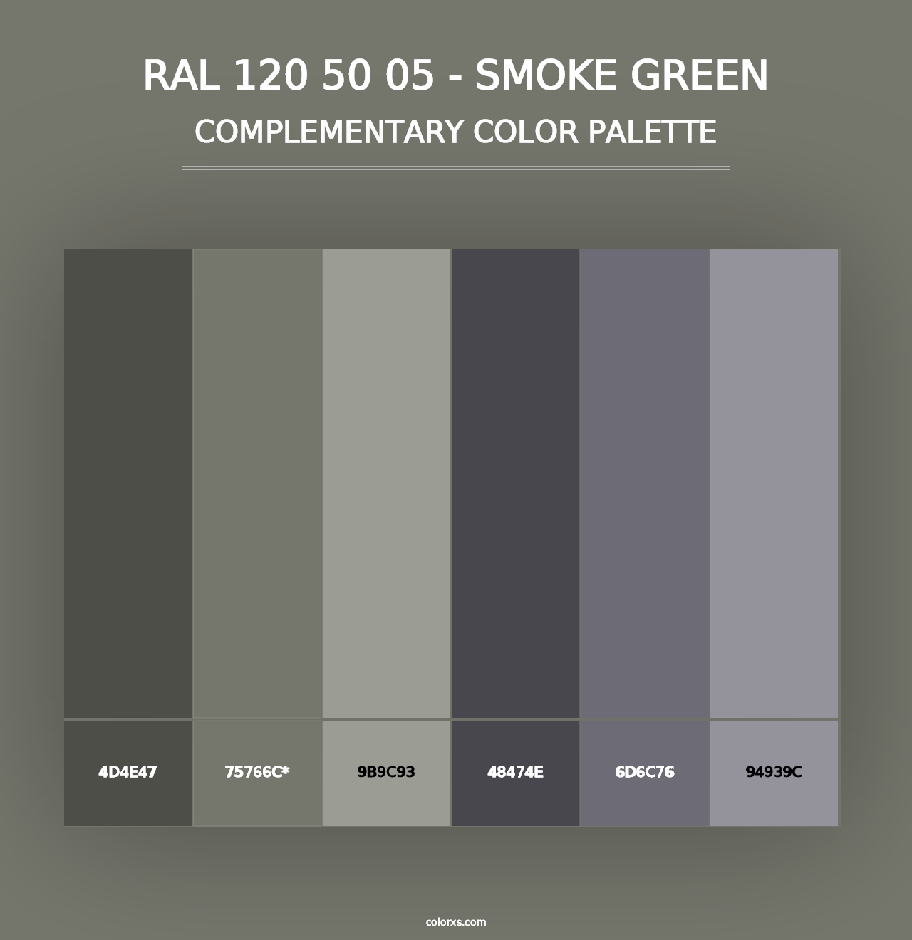 RAL 120 50 05 - Smoke Green - Complementary Color Palette