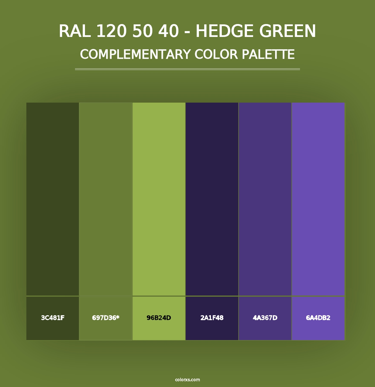 RAL 120 50 40 - Hedge Green - Complementary Color Palette