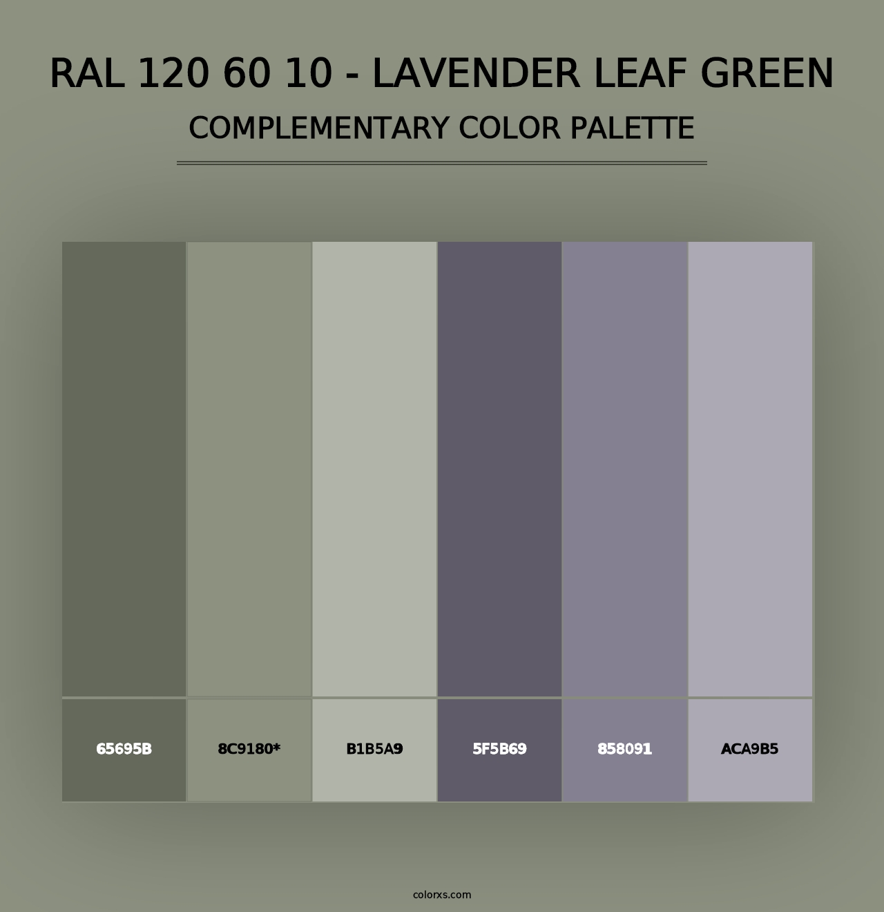 RAL 120 60 10 - Lavender Leaf Green - Complementary Color Palette