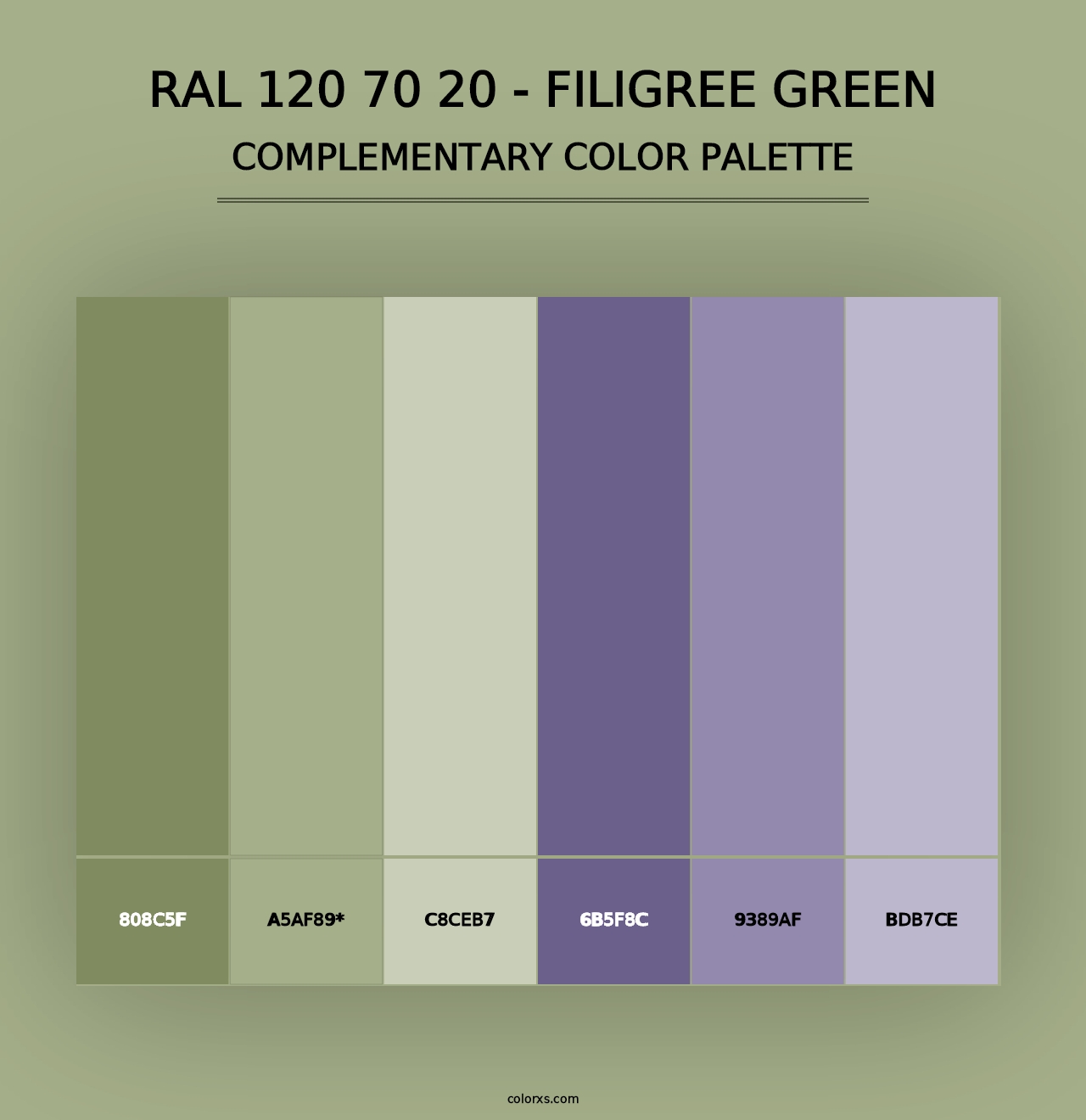 RAL 120 70 20 - Filigree Green - Complementary Color Palette