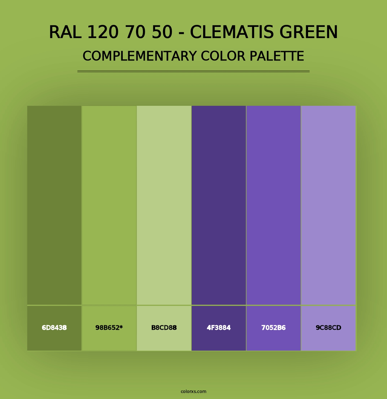 RAL 120 70 50 - Clematis Green - Complementary Color Palette