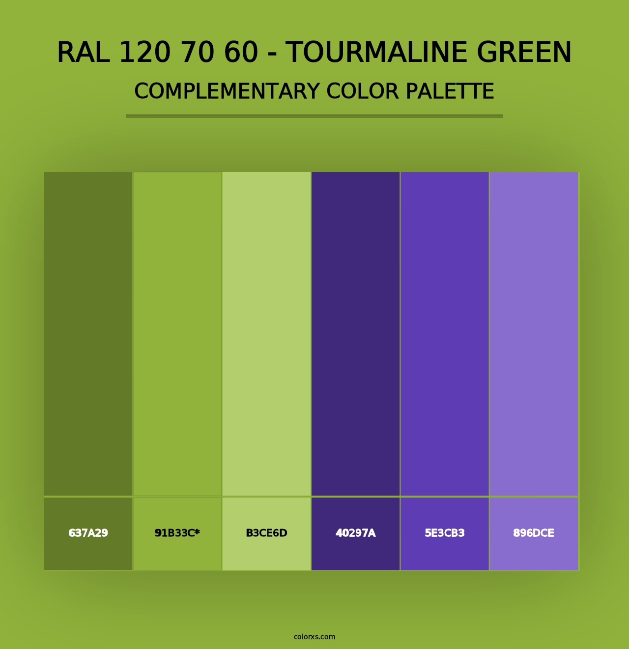 RAL 120 70 60 - Tourmaline Green - Complementary Color Palette