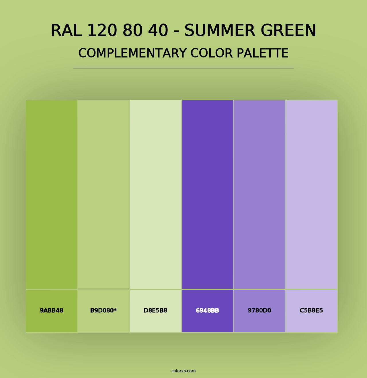 RAL 120 80 40 - Summer Green - Complementary Color Palette