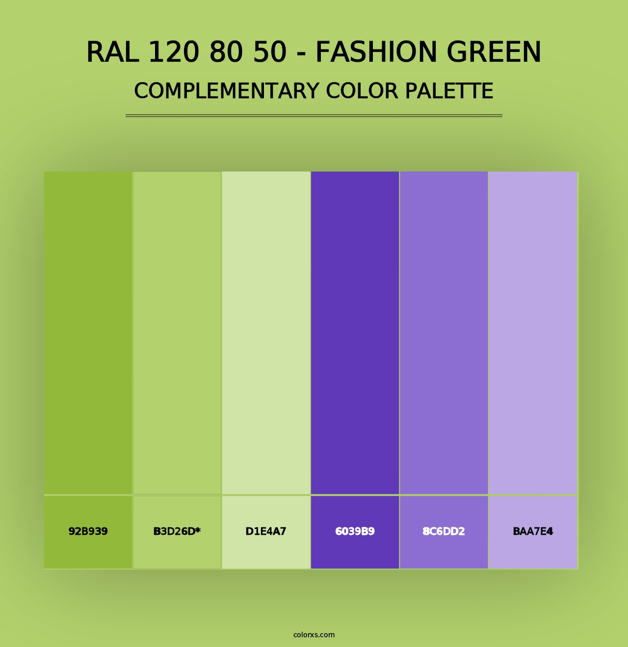 RAL 120 80 50 - Fashion Green - Complementary Color Palette