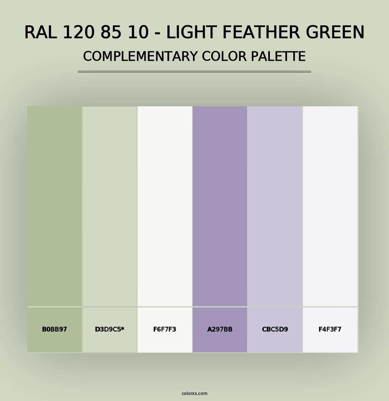 RAL 120 85 10 - Light Feather Green - Complementary Color Palette