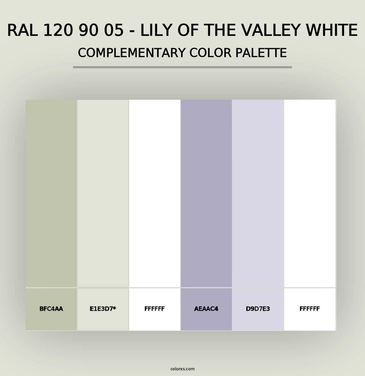 RAL 120 90 05 - Lily of the Valley White - Complementary Color Palette