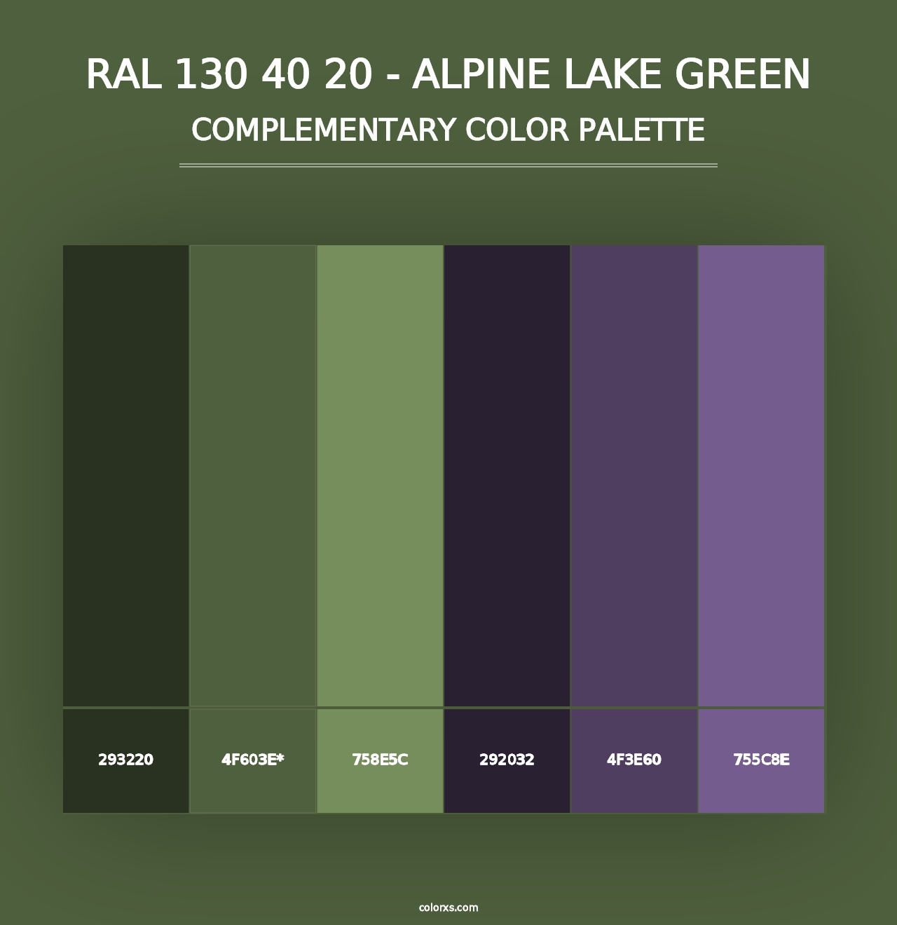 RAL 130 40 20 - Alpine Lake Green - Complementary Color Palette