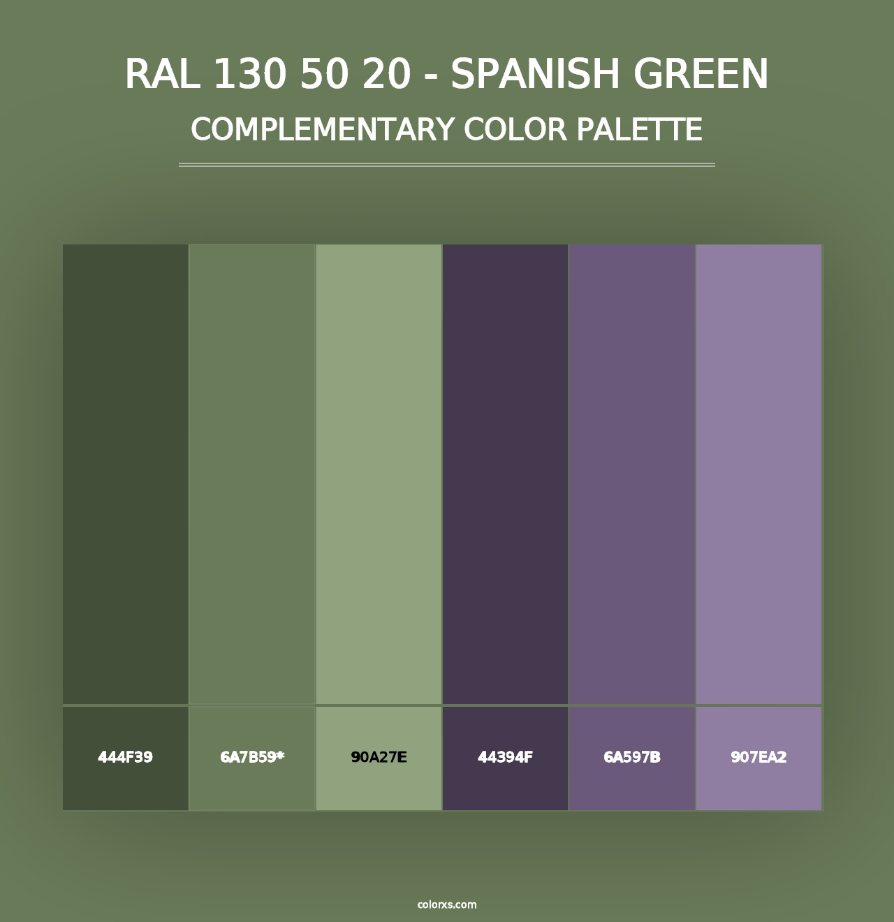 RAL 130 50 20 - Spanish Green - Complementary Color Palette