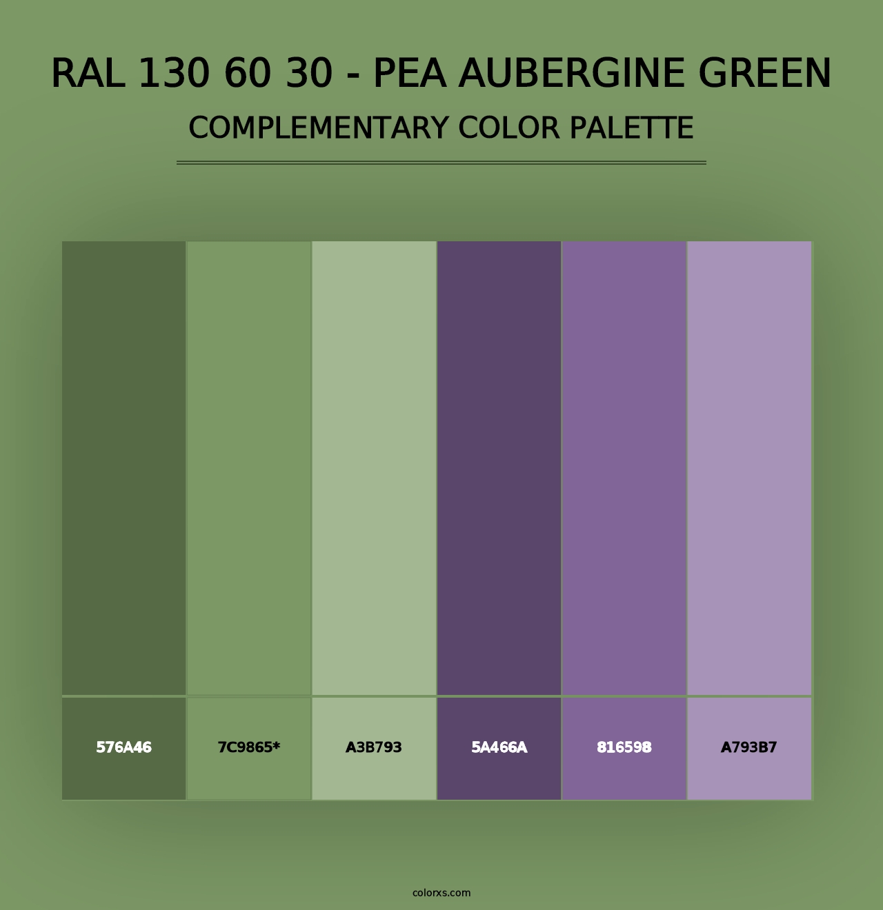 RAL 130 60 30 - Pea Aubergine Green - Complementary Color Palette