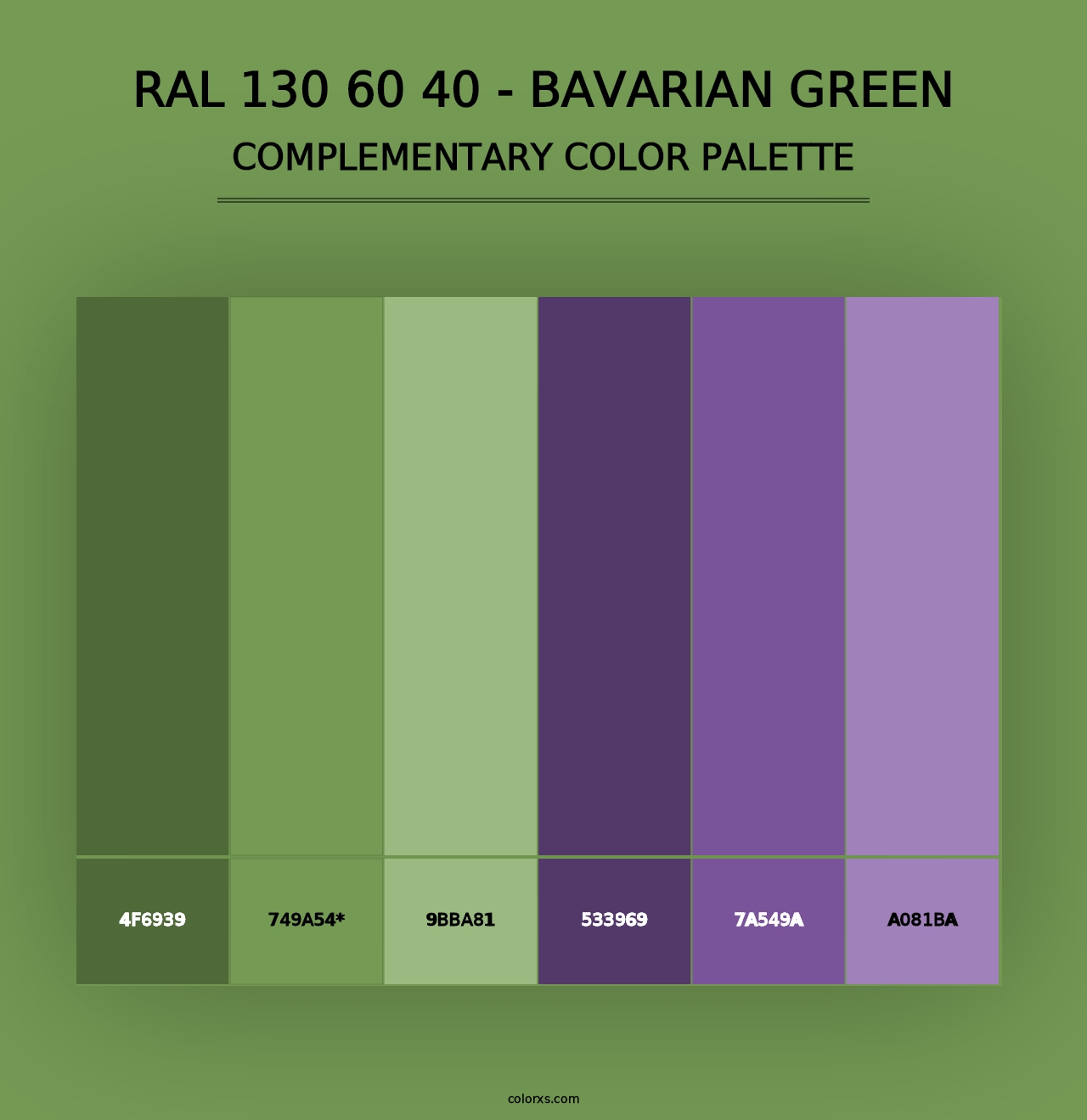 RAL 130 60 40 - Bavarian Green - Complementary Color Palette