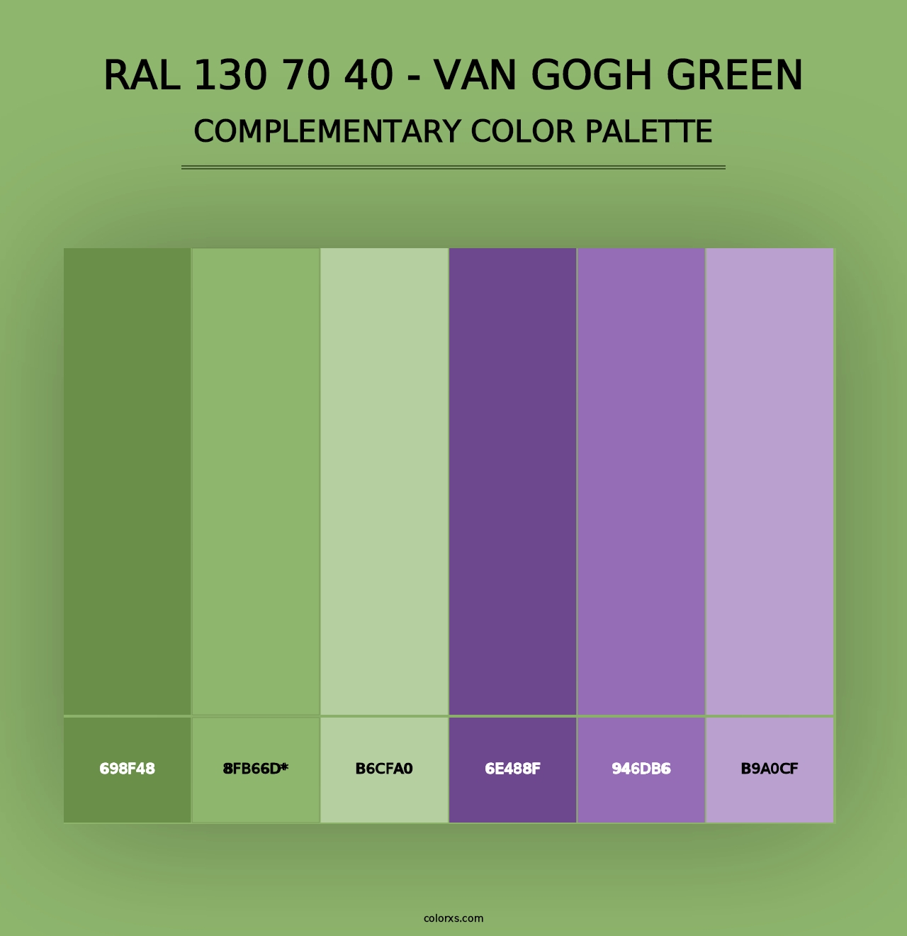 RAL 130 70 40 - Van Gogh Green - Complementary Color Palette