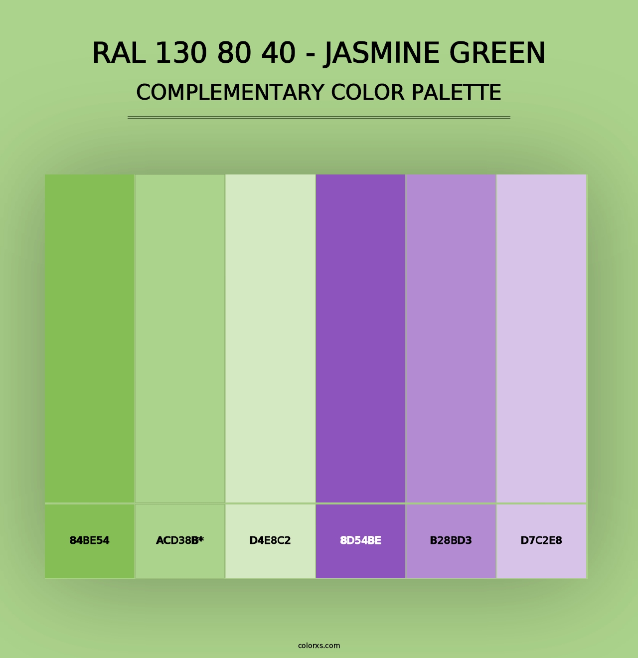 RAL 130 80 40 - Jasmine Green - Complementary Color Palette