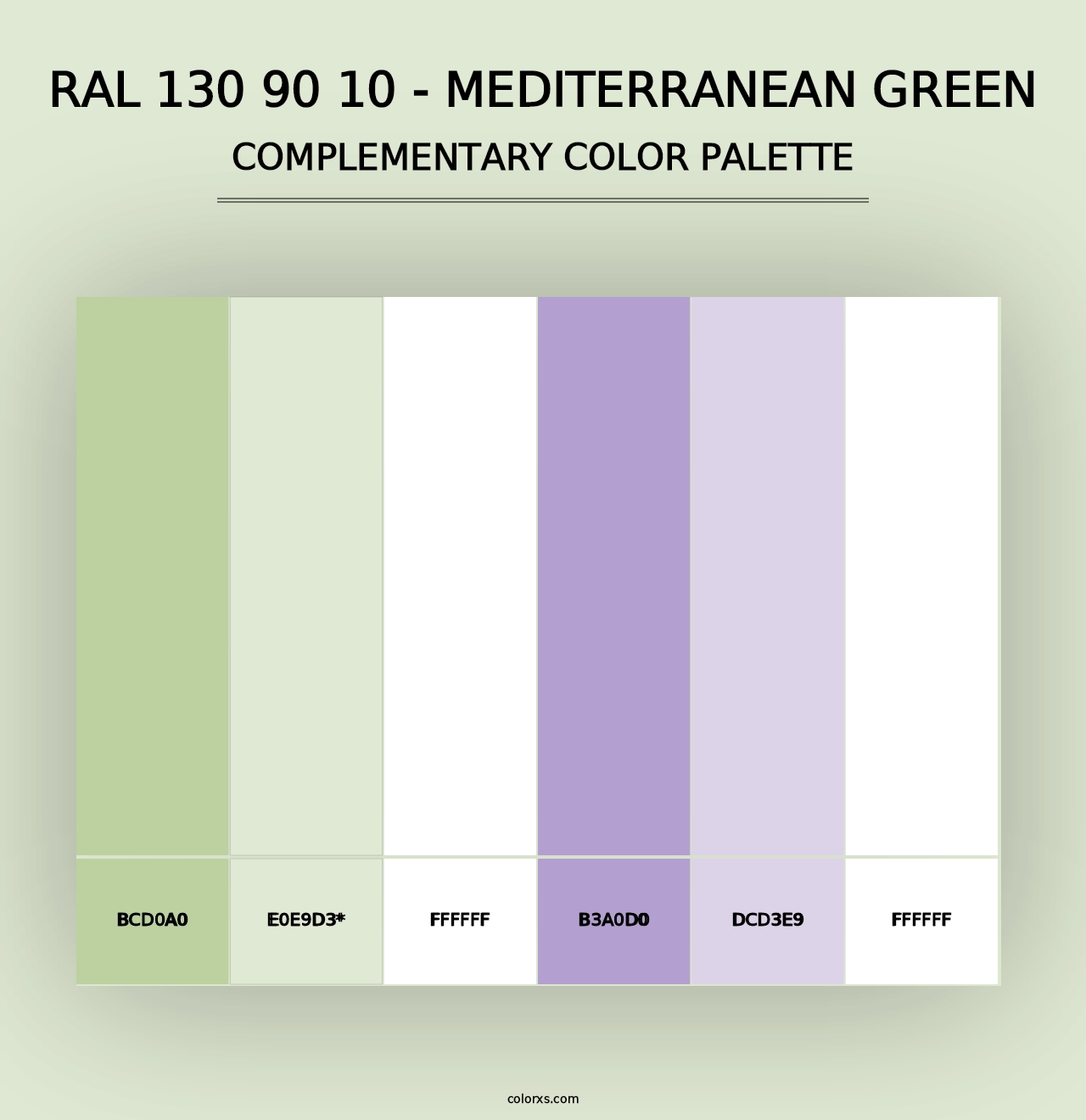 RAL 130 90 10 - Mediterranean Green - Complementary Color Palette