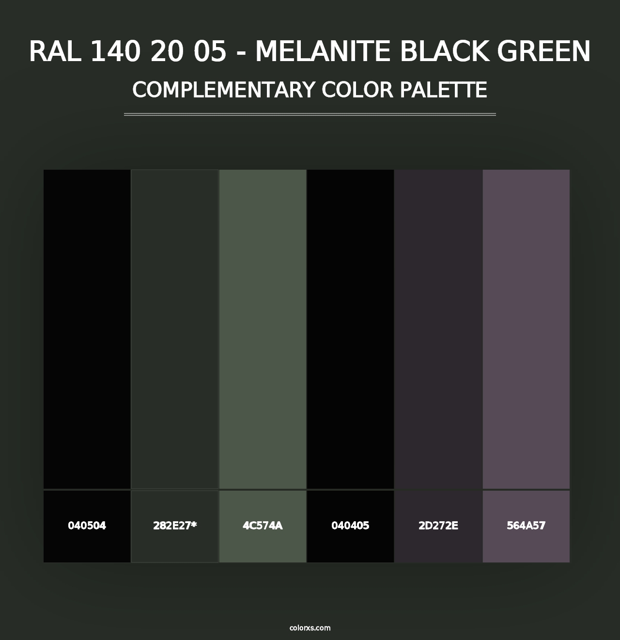 RAL 140 20 05 - Melanite Black Green - Complementary Color Palette