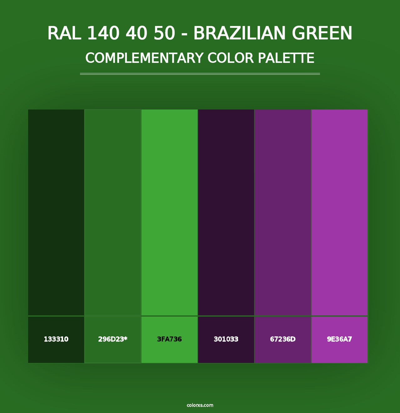 RAL 140 40 50 - Brazilian Green - Complementary Color Palette