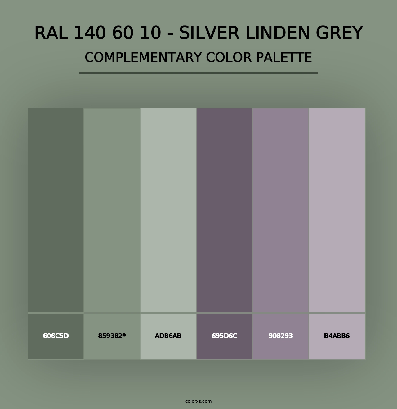 RAL 140 60 10 - Silver Linden Grey - Complementary Color Palette