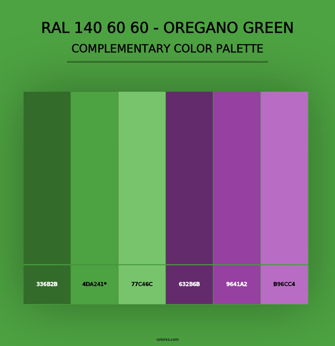 RAL 140 60 60 - Oregano Green - Complementary Color Palette