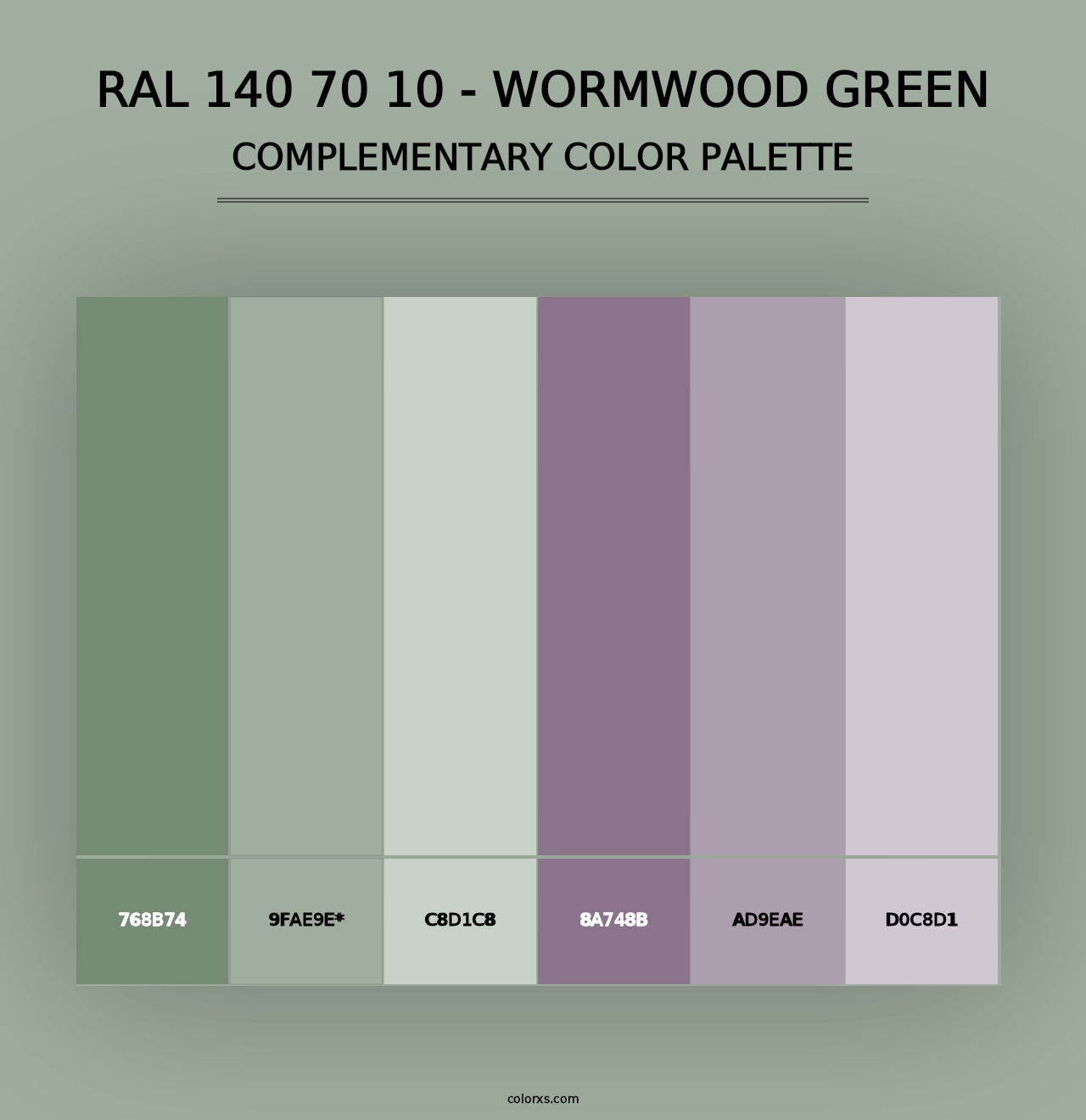 RAL 140 70 10 - Wormwood Green - Complementary Color Palette