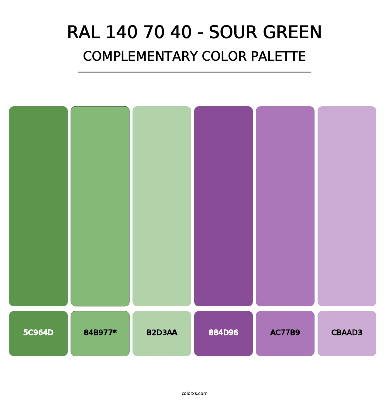 RAL 140 70 40 - Sour Green - Complementary Color Palette