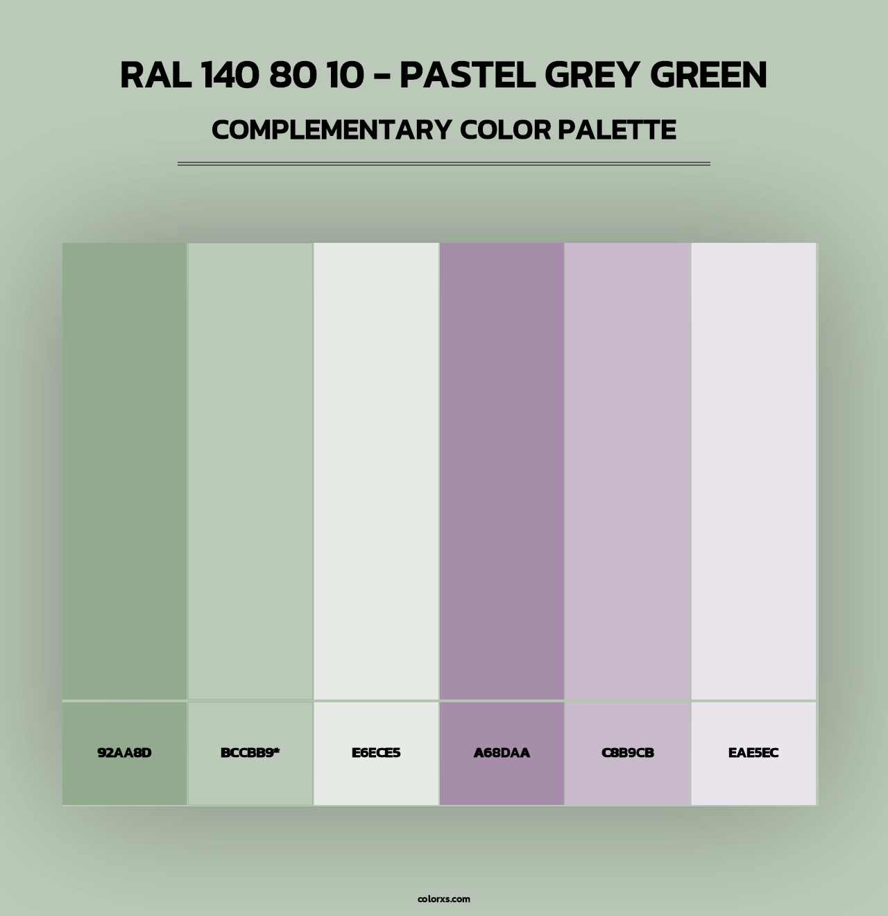 RAL 140 80 10 - Pastel Grey Green - Complementary Color Palette