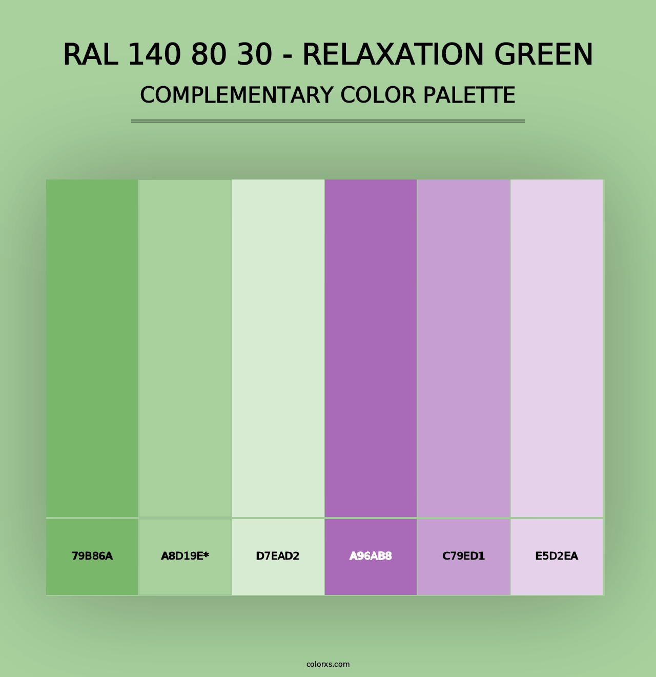 RAL 140 80 30 - Relaxation Green - Complementary Color Palette