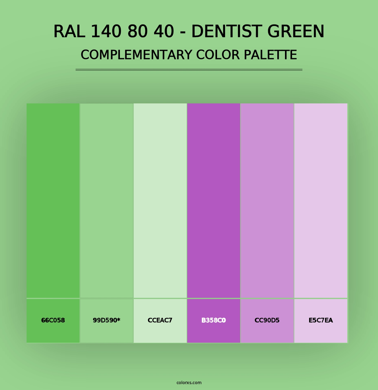 RAL 140 80 40 - Dentist Green - Complementary Color Palette