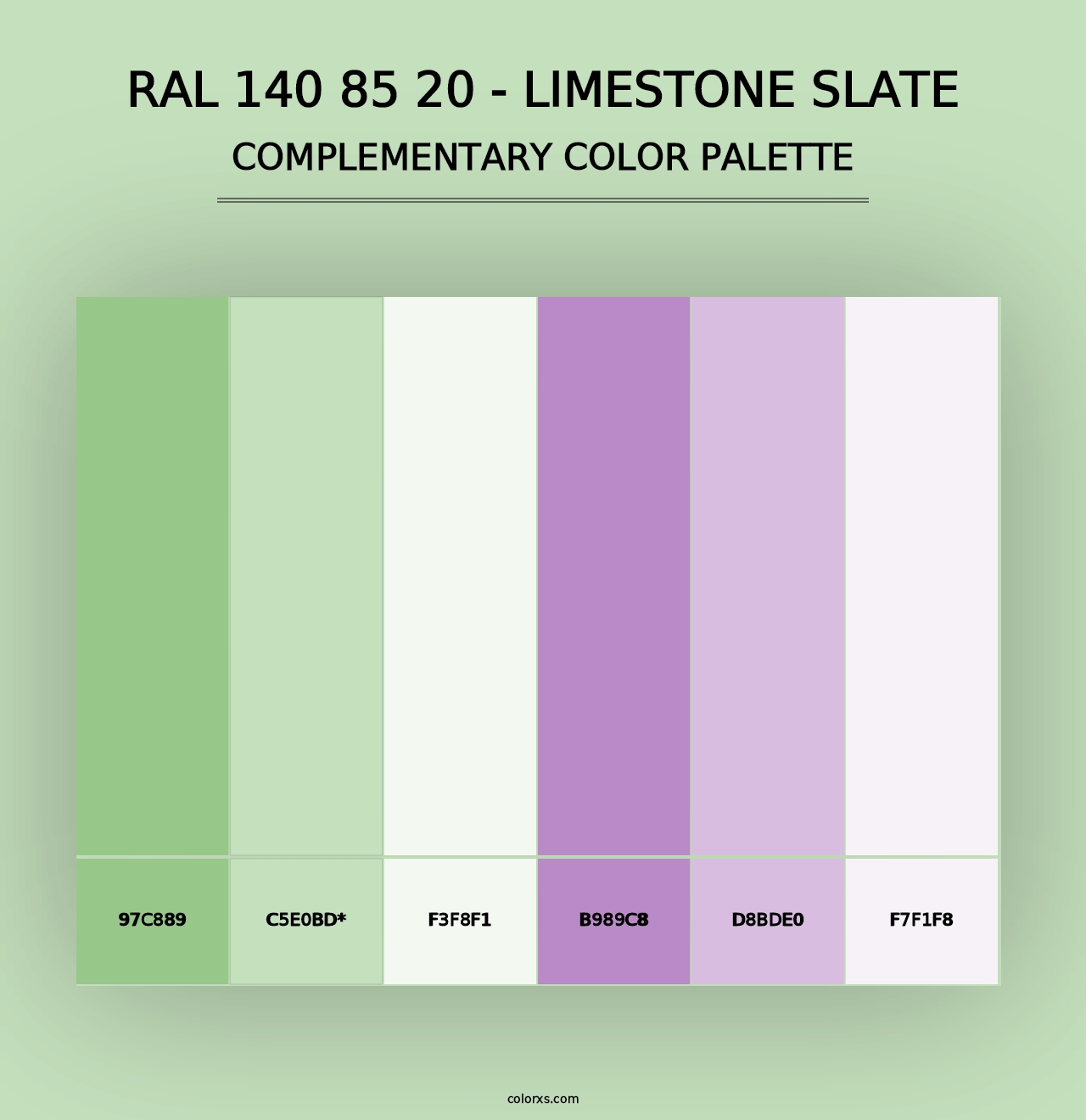 RAL 140 85 20 - Limestone Slate - Complementary Color Palette