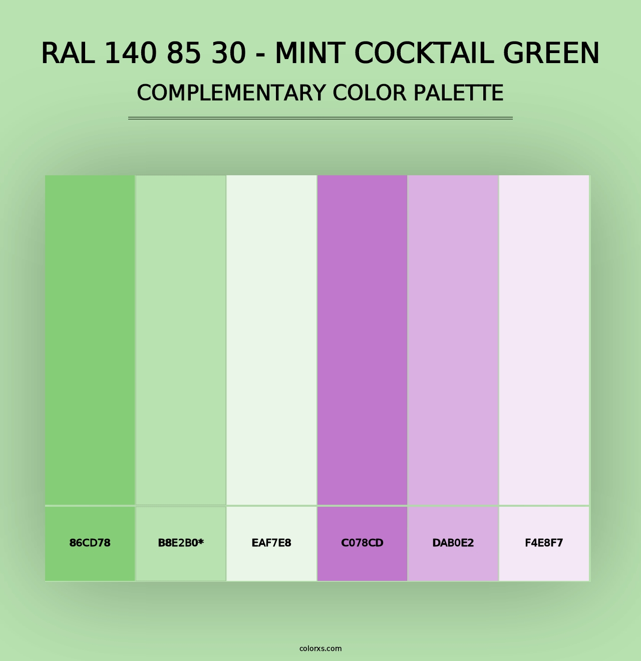 RAL 140 85 30 - Mint Cocktail Green - Complementary Color Palette