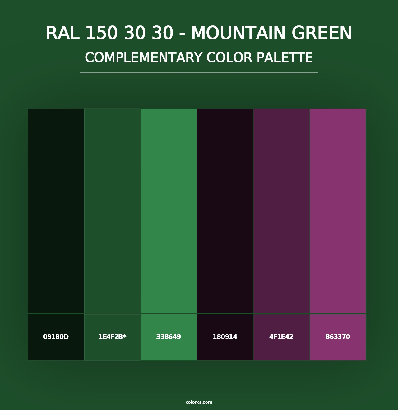 RAL 150 30 30 - Mountain Green - Complementary Color Palette