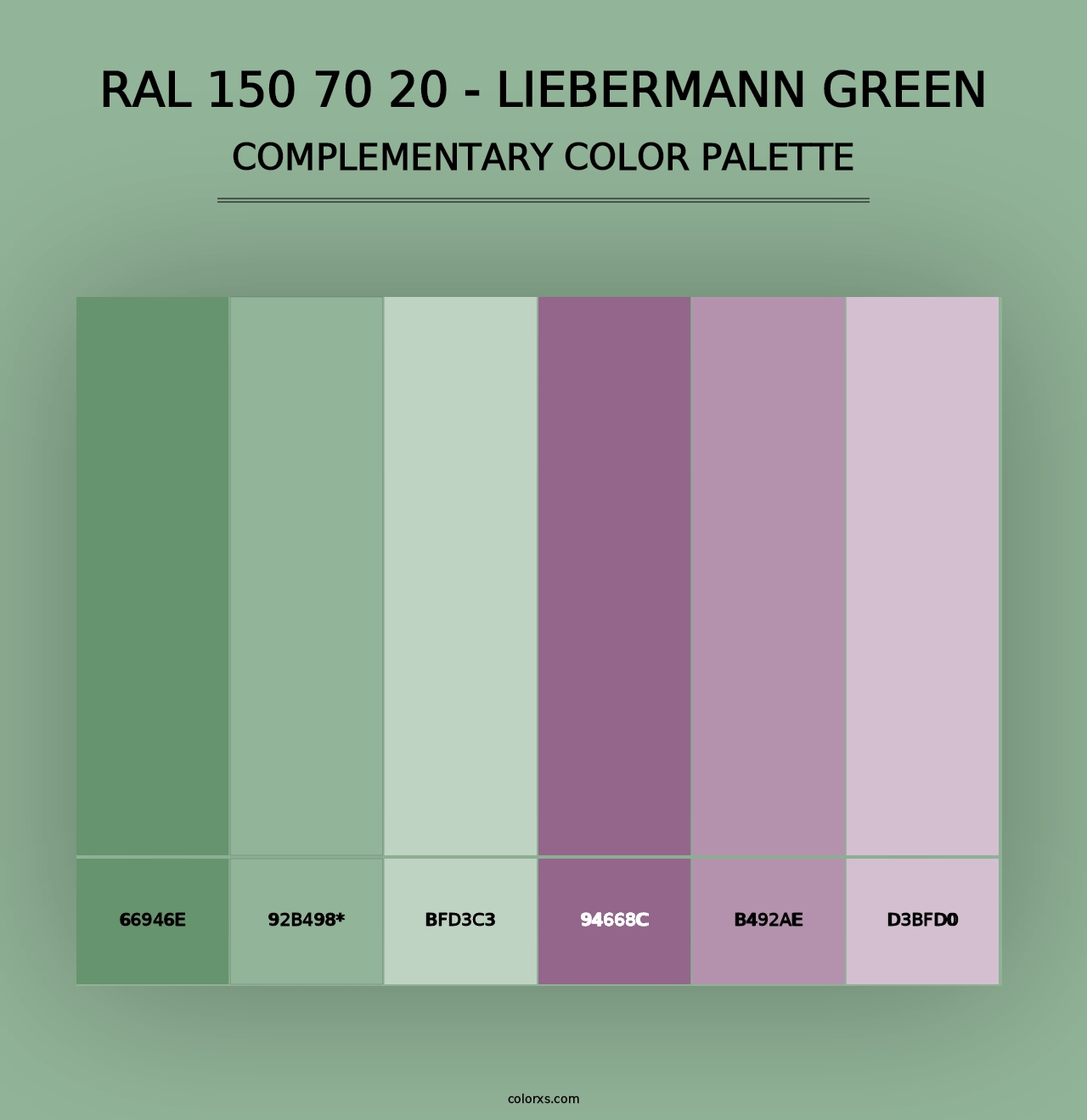 RAL 150 70 20 - Liebermann Green - Complementary Color Palette