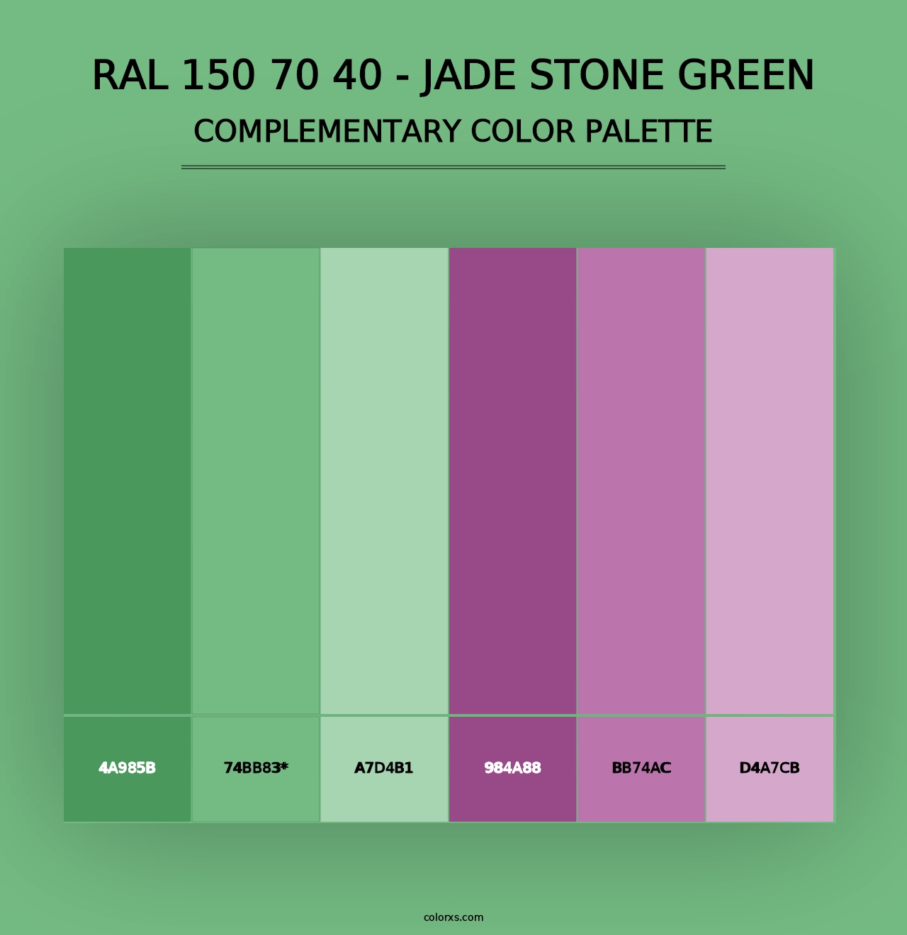 RAL 150 70 40 - Jade Stone Green - Complementary Color Palette