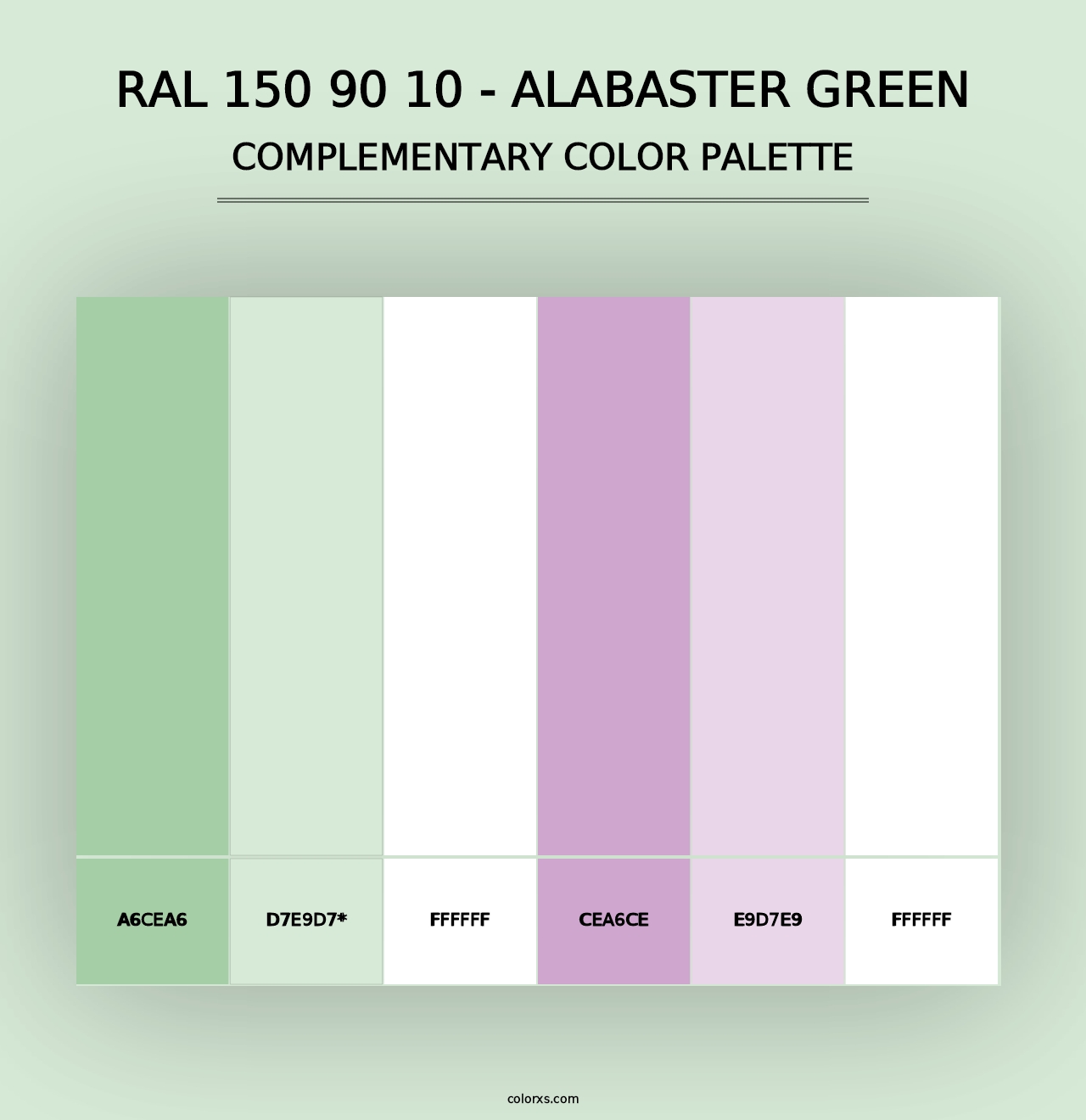 RAL 150 90 10 - Alabaster Green - Complementary Color Palette