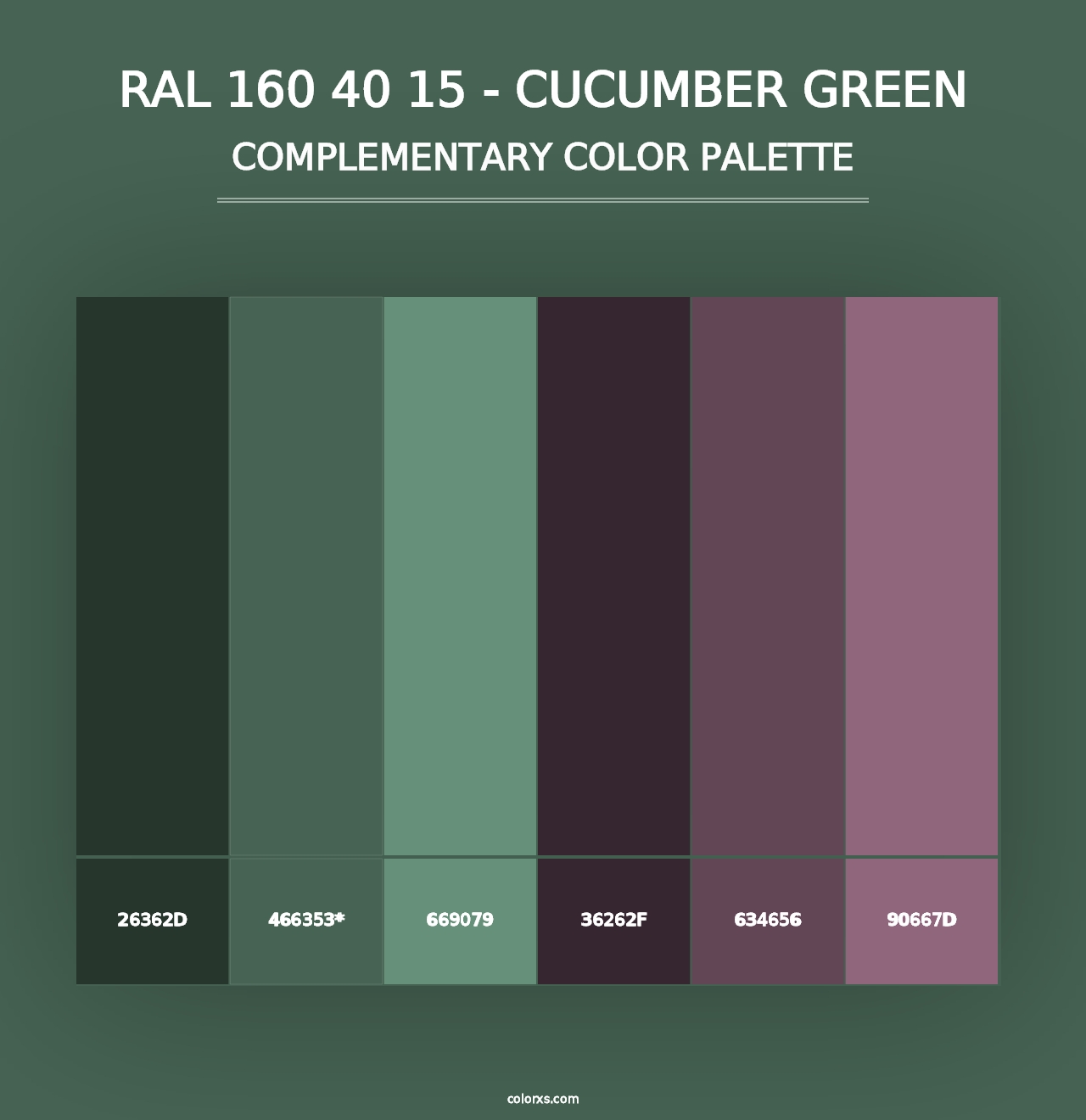 RAL 160 40 15 - Cucumber Green - Complementary Color Palette