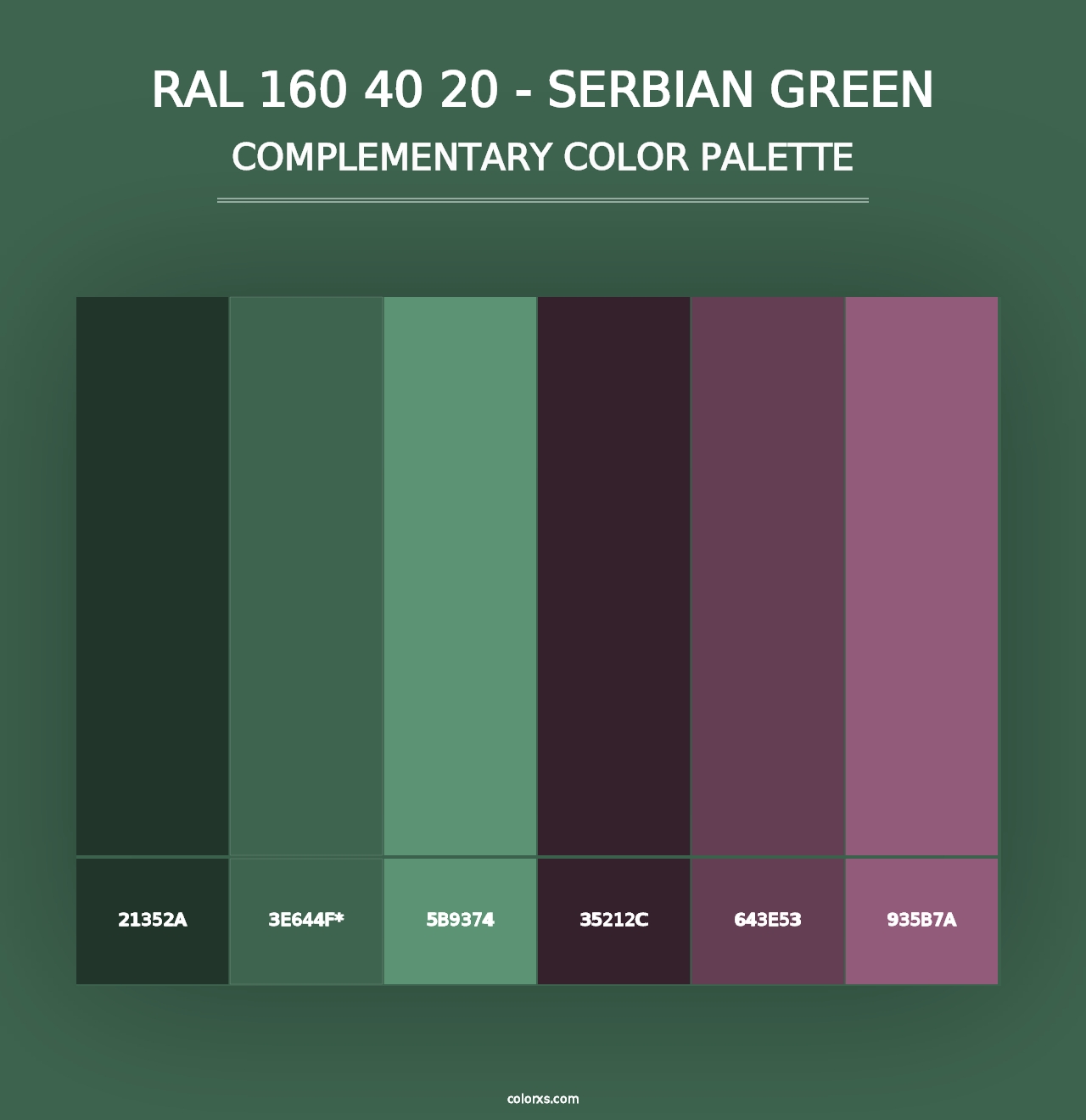 RAL 160 40 20 - Serbian Green - Complementary Color Palette