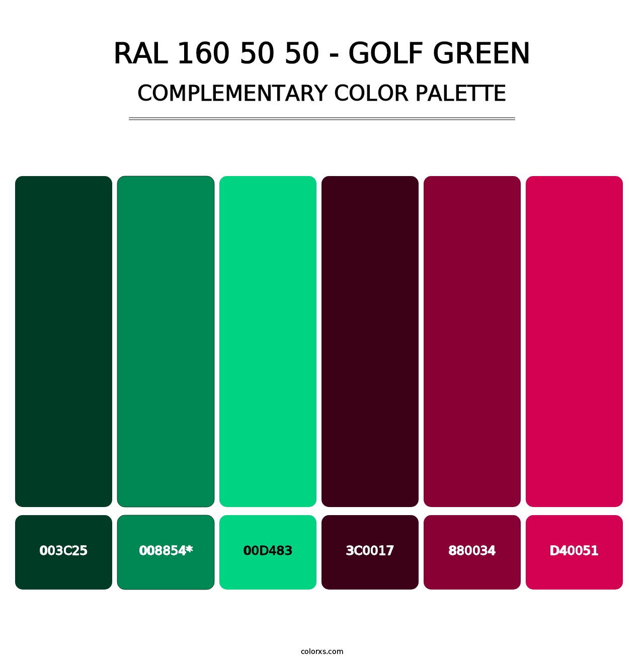 RAL 160 50 50 - Golf Green - Complementary Color Palette